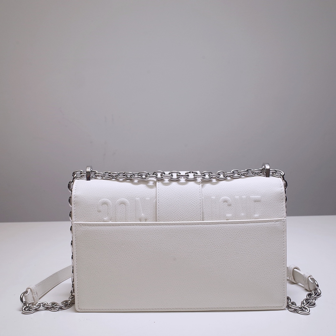 30 Montaigne Chain Bag White Grained Calfskin